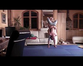 Homemade wrestlign action with hot blonde teen