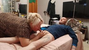 My Mother-in-law Interrupted My Hand Job, Gave Me a Deep Blowjob and Swallowed My Cum
