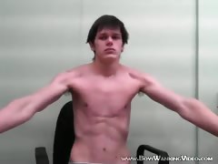 Smooth guy spreading cheeks and masturbating