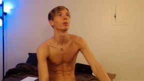 Good Looking Blonde Twink Strokes His Cock