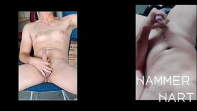 wanking & cuming with legs spread wide by hammer hart