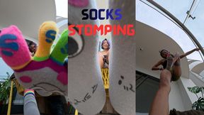 Balcony Tube Sock Stomp: Socked Tease & Blackout Crush
