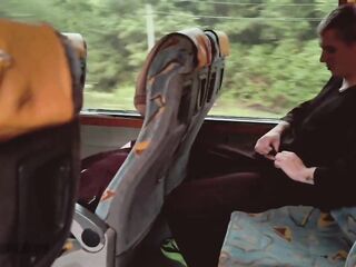 Oral-job from a stranger on the bus and a biggest spunk flow in a hotel