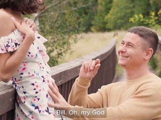 Cum all Over His Fiancée's Titties in the Woods