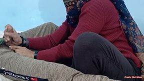 Desi Bhabhi Masturbates Devar with a Very Good Handjob