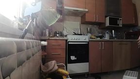 Sexy mom makes breakfast &mdash;  hairy pussy &mdash;  big tits  Sexy woman clears out the house &mdash;  hairy &mdash;  big ass