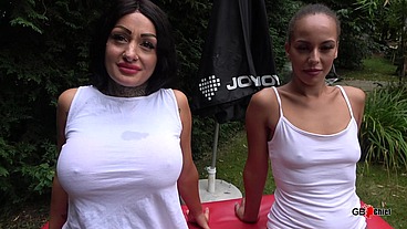 Outdoor creampie gangbang cum play orgy