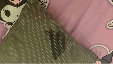 Cutest femboy ever masturbating her kawaii dick wearing Gengar shirt