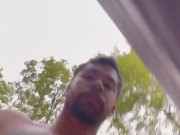 Public piss outdoors at a picnic bench