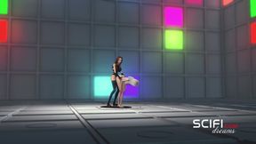 Sci-Fi cube. 3d hot dick-girl and a horny tranny in the planet base station