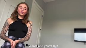 Pretty blonde girlfriend wakes up for morning sex before school