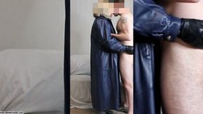 Blue Gray and White Leather Fuck part 1