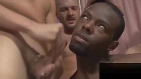 Black gay gets messy facial bukkake in gay orgy