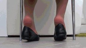 Dipping and shoeplay under a chair in pantyhose and your favorite ballet flats a