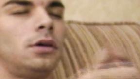 ”Unshaved young guy tugs raging shaft & cums all over the place”