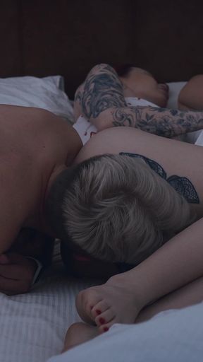 Step Mom and Step Sister Share Bed with Step Son in Naughty Hotel Romp