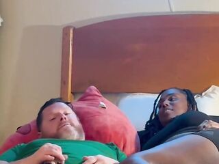 Amateur homemade Black sucking and screwing white stud in the hood