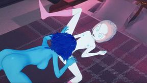 Crystal Gems Pearl and Lapis have lesbian sex on a bed - Steven Universe Lesbian Hentai.