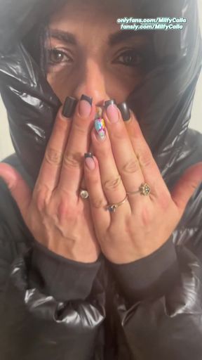 Seductive Stockings & Long Puffy Jacket Cozy Fetish Play with an American MILF