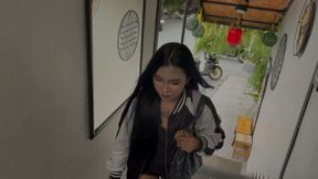20 Year Old Rural Asian with Hairy Pussy Creampie by Big Cock Monger