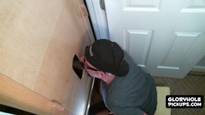 Fat dude loves sucking glory hole cocks more than anything