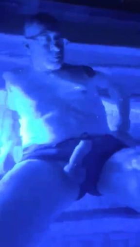 Jack&#039;s cock floating in a hotel pool