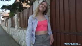 taken to a garden shed and has her wet pussy pounded by a huge cock