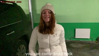 PICKUP IN GARAGE - REDHEAD CHEATED ON HER GUY FOR MONEY