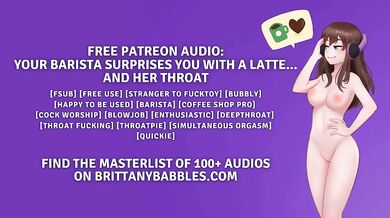 Barista Earns Deep Throat and Blowjob Worship From Stranger Latte Mistress