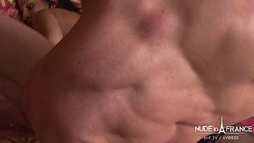 1st time anal for a naughty small titted french arab slut gets rough and deep ass pounded with cum to mouth
