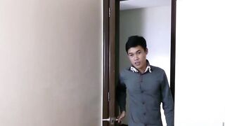 Asian Twink's Office Blowjob & Anal Play with Older Daddy