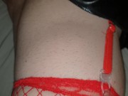 Sissy Cuckold Plays crossdresser and jucks Her Little Clit