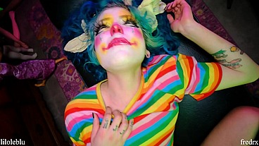 clown girl gets pussy stapled, ass fucked