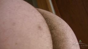 Marie strips and tries on different outfits in the laundry room, while showing off her hairy ass and fluffy pussy