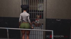 Rough sex in prison! Harley Quinn fucks hard a female prison guard