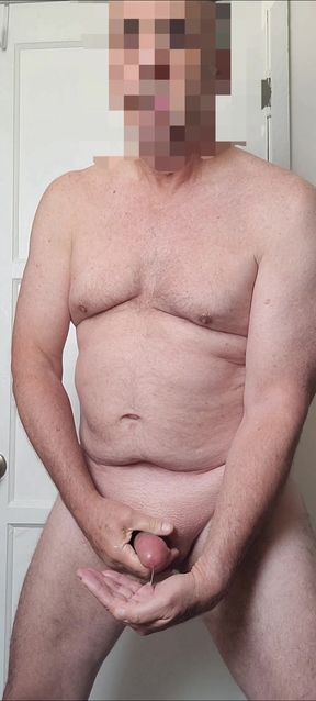 Exhibitionist eating my own cum (again) while you watch