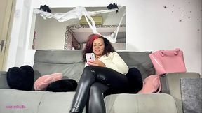 Gassy Chubby Stepmom Farts Couch Home After Dinner Party