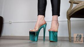 (605) Shoe Collection: Blue Platform Mules - Dame Olga (1440p)