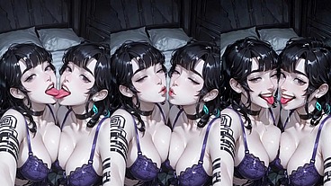 30sec AI Animation: Beautiful women kissing