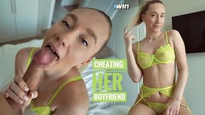 Pretty 18-year-old cheats on boyfriend with roommate