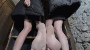 VR180 - Two Pairs Of Dirty Young Feet In The Cellar