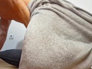 Sexy Fitness God Humps Massage Roller, Moans Loudly, and Explodes with His big Cock - Hotsportfitboy