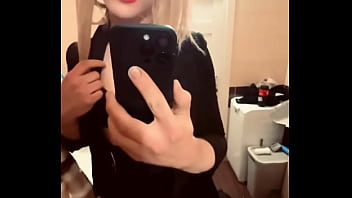 Sexy tranny girl Cum1ra fucks herself with a dildo in the ass with all her might to techno