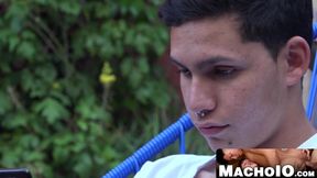 MachoIO.com - Twink latino cums after riding bareback and