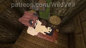 Futa pounds cute gym girl in a Minecraft world