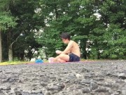 I had high intensity sex training with a fuck buddy in a park near the Tokyo Olympic venue!③【Spanked