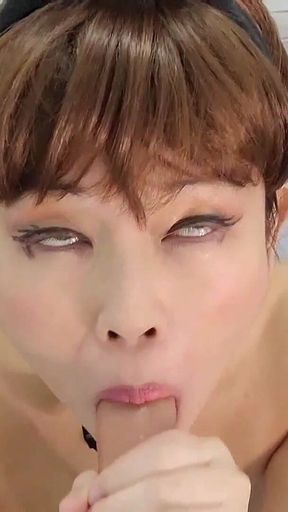 Bunny-butler Reina Hanno Sucking Two Dildos