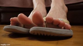 Barefoot flip flops play