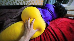 Ebony SEASONED BEAUTY gets black cock massaged