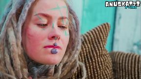 Tattooed dreadlock babe in high heels takes big cock